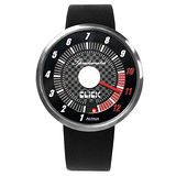 CLICK 飆速儀表個性皮帶錶-銀框黑