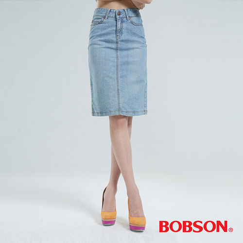BOBSON 伸縮短裙-淺藍 D067-58