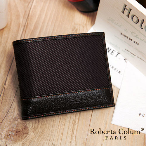 Roberta Colum - 雅痞時尚系牛皮款可拆式左右翻12卡2照短夾