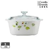 【美國康寧 Corningware】綠野微風方型康寧鍋3L