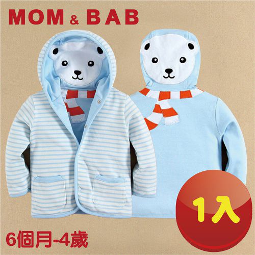 (購物車)【MOM AND BAB】天藍北極熊純棉小外套 兩面穿(6M-4T)