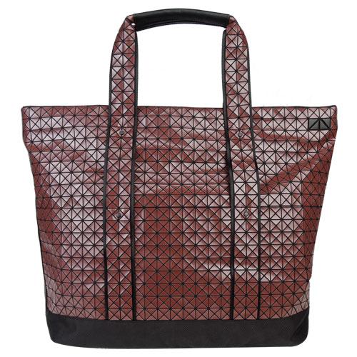 ISSEY MIYAKE 三宅一生BAOBAO亮面雙槓大托特包(咖紅)