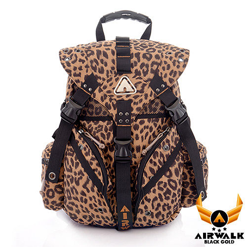 AIRWALK - 黑金系列 限定花豹色三叉後背大包 - 叢林咖