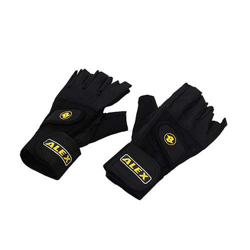 ALEX 皮革手套-健身 重量訓練 半指手套 台灣製造  黑