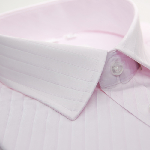 粉紅色斜條紋窄版短袖襯衫