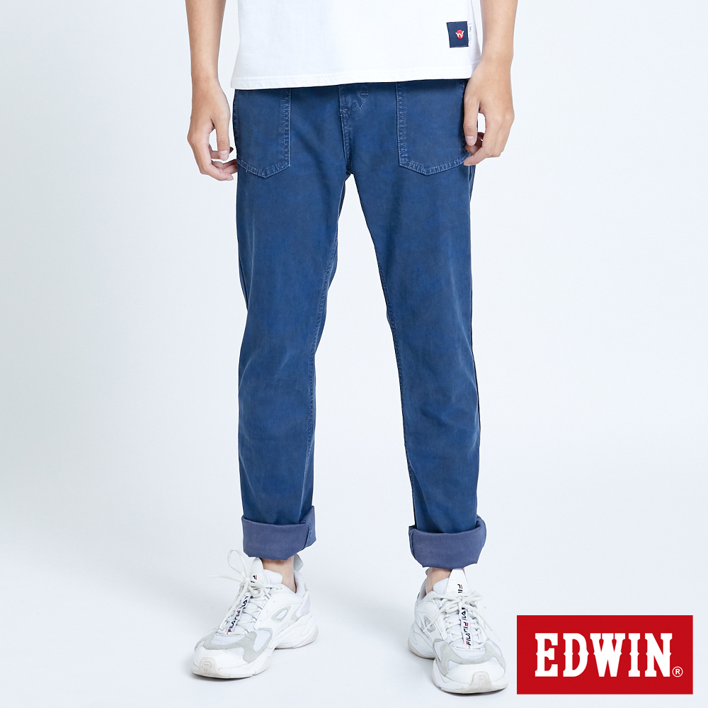 EDWIN 窄直筒 迦績褲迷彩CARGO牛仔褲-男-寶石藍