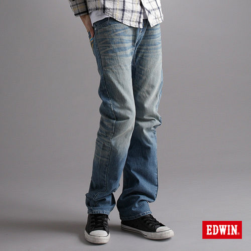 EDWIN XV-3D立體直筒牛仔褲-男-漂淺藍