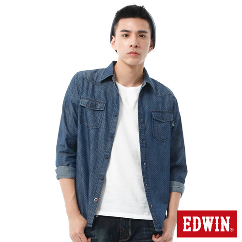 EDWIN 江戶勝點點襯衫-男-漂淺藍