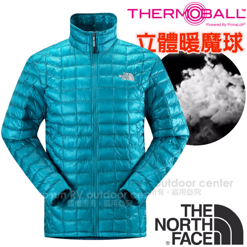 【美國 The North Face】男新款PrimaLoft ThermoBall暖魔球保暖防風外套.夾克.大衣.風衣.雪衣/抗水防寒.媲美羽絨科技填充/C939 瓷釉藍