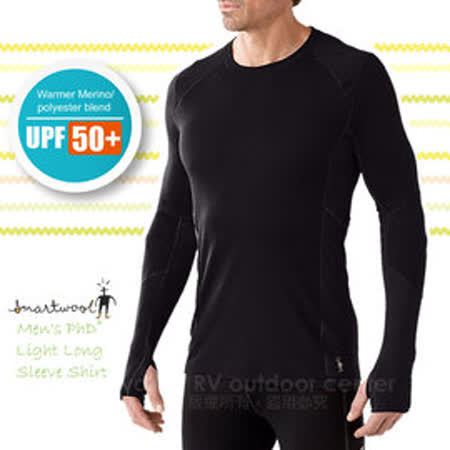 【美國 SmartWool 】男款 PhD® Light Long Sleeve Shirt 美麗諾羊毛 保暖圓領上衣(UPF 50+)/長袖衛生衣.內衣/登山健行_黑色 SW0SO932