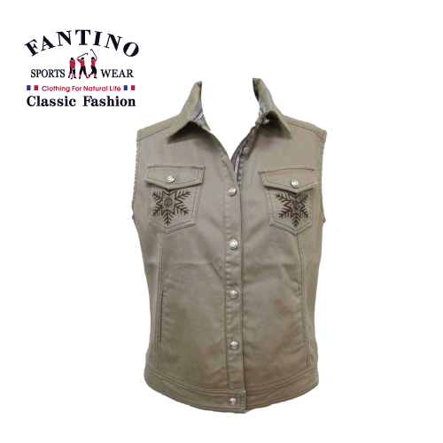 【FANTINO】女裝 個性女孩內刷毛保暖背心 (咖啡) 386104