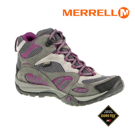 MERRELL女運動鞋AZURA MID GORE-TEX ML24314真皮登山健行鞋F8370#灰紫 零碼出清
