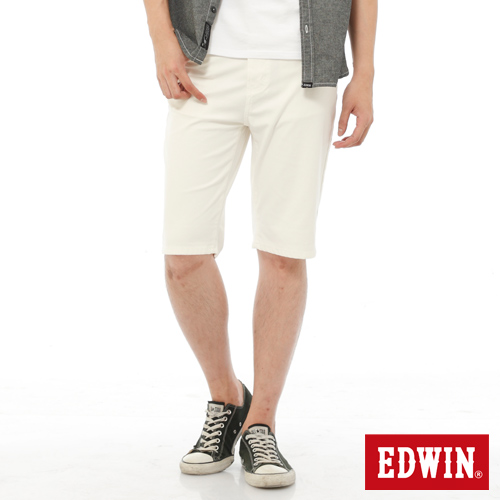 EDWIN 迦績褲JERSEYS內藏腰頭短褲-男-白色