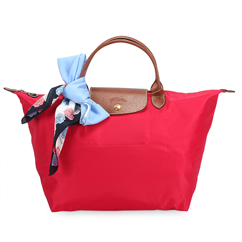 Longchamp 短提把中型水餃包-艷紅色