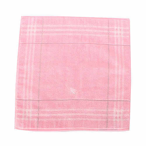 BURBERRY 亮粉紅色經典條紋戰馬LOGO方巾