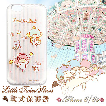 三麗鷗授權正版 雙子星仙子KiKiLaLa  iPhone 6/6s 4.7吋 i6s 透明軟式保護套 手機殼(粉紅條紋)