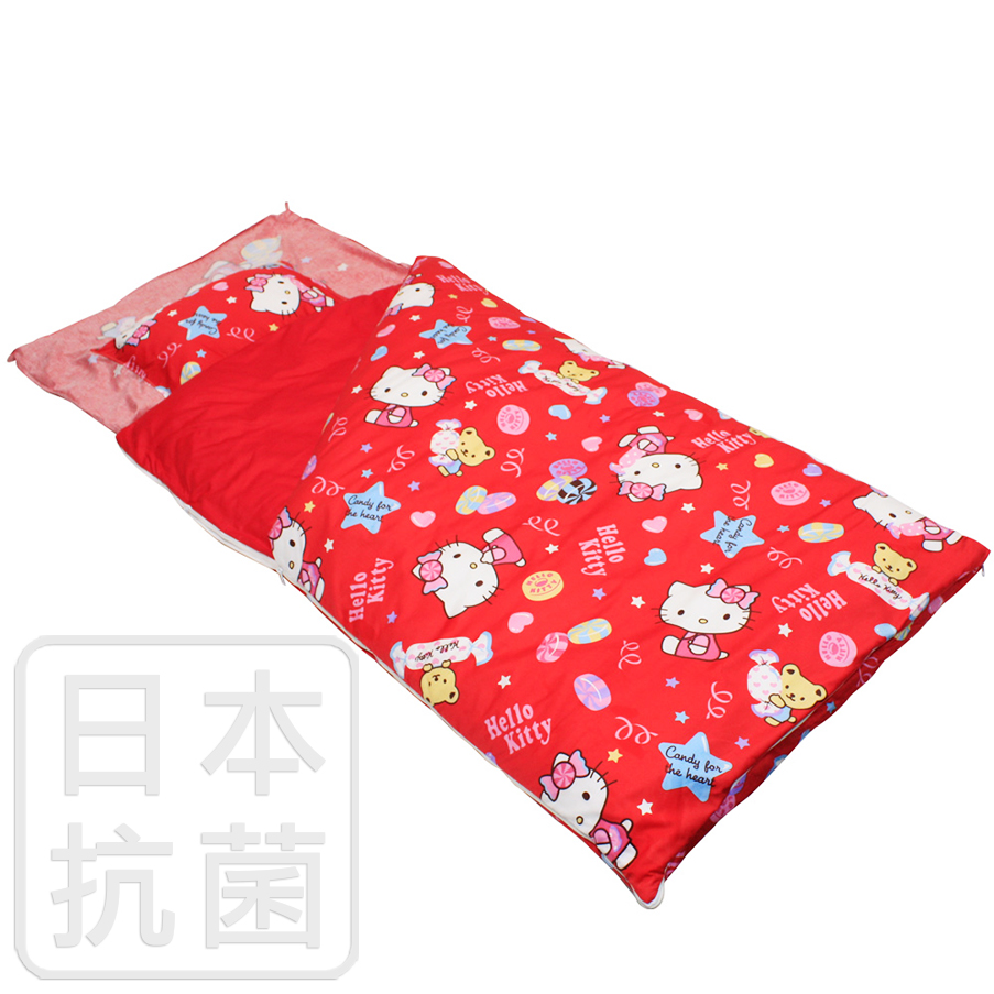 【鴻宇HongYew】美國棉/精梳棉/台灣製/兒童抗菌寢具/兩用睡袋/Hello Kitty/我的甜蜜夥伴系列(紅)