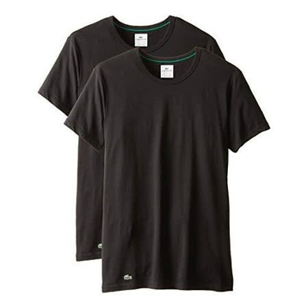 【Lacoste】2015男時尚純棉彈性黑色圓領短袖內衣2件組(預購)