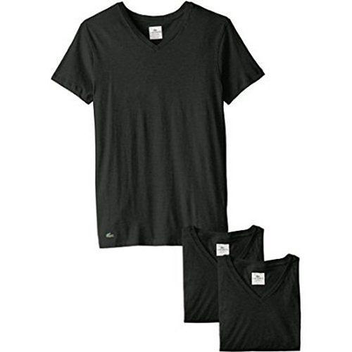 【Lacoste】2015男時尚純棉彈性黑色V領短袖內衣3件組(預購)