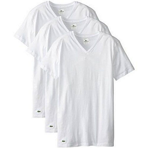 【Lacoste】2015男時尚純棉彈性白色V領短袖內衣3件組(預購)