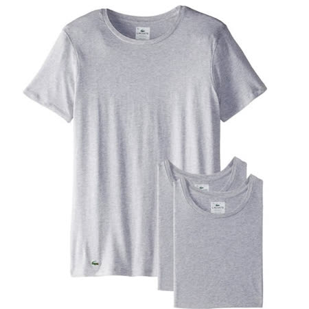 【Lacoste】2015男時尚純棉彈性灰色圓領短袖內衣3件組(預購)