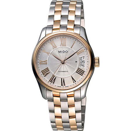 MIDO Belluna II Lady 羅馬機械女錶-銀x雙色版/33mm M0242072203300