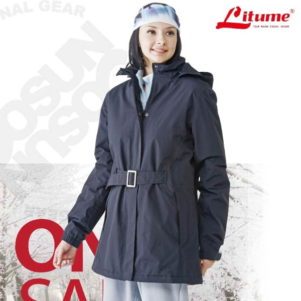 【意都美 Litume】女款 Primaloft One 單件式100%防水透氣長版保暖外套_ H7012 黑