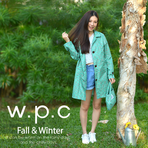 【w.p.c】雛菊釦子款。時尚雨衣/風衣(R1041)_綠色