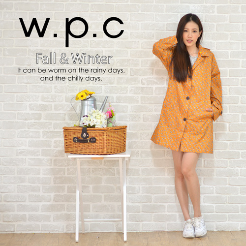 【w.p.c】雛菊釦子款。時尚雨衣/風衣(R1041)_橘色