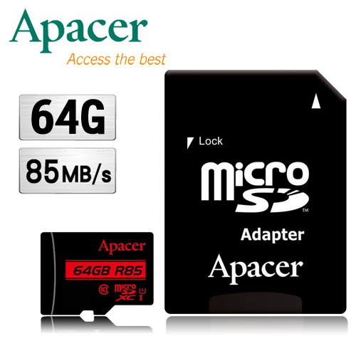 Apacer宇瞻 64GB MicroSDHC UHS-I Class10記憶卡(85MB/s)