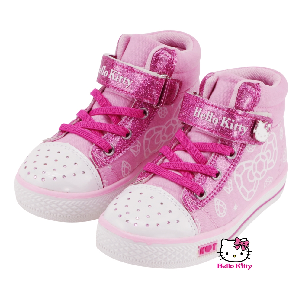 【MODAbobo】Hello Kitty 中大童段金蔥可愛高筒童帆布鞋-粉 T5A8-715170