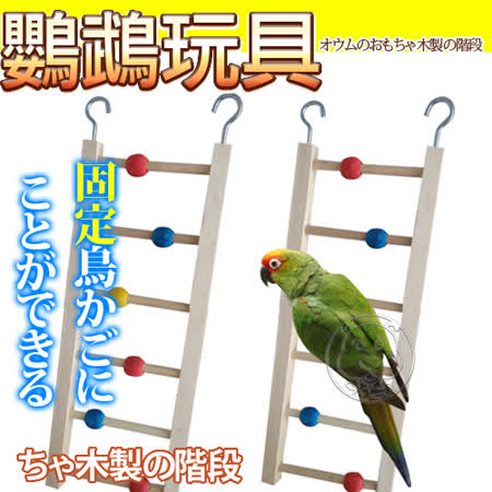 DYY》鸚鵡|白紋鳥玩具木樓梯12.5*37.5cm