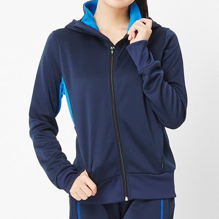 TOP GIRL 配色針織運動連帽外套-藍