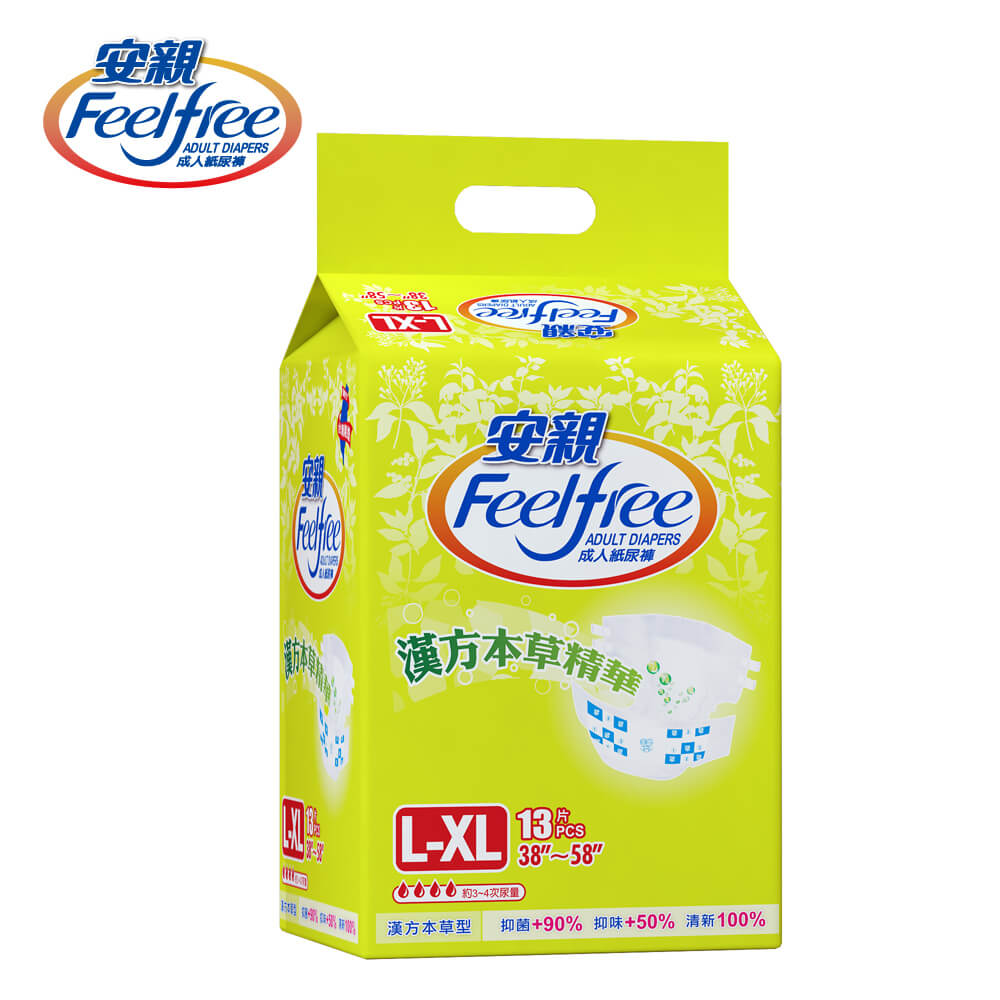 【安親】漢方草本型成人紙尿褲-超值經濟包 L-XL號(13+1)片*6包/箱(共84片)