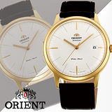 ORIENT 東方錶DATE系列 巨蛋玻璃機械錶 皮帶款 FER2400JW 金色 - 40.5mm