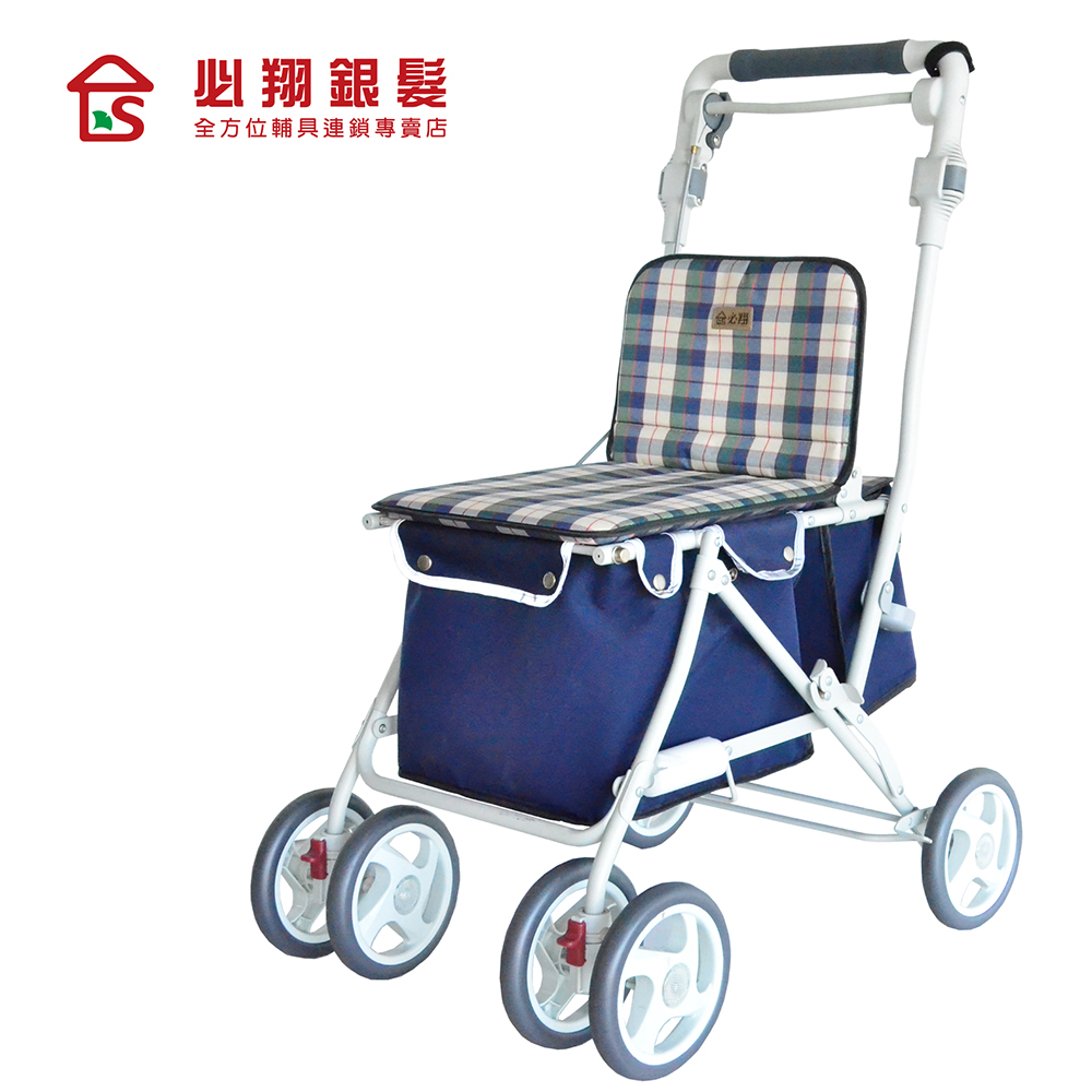 【必翔銀髮】7071休閒購物車-藍格色