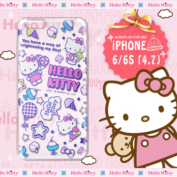 三麗鷗SANRIO正版授權 Hello Kitty iPhone 6/6S 4.7吋 凱蒂樂園系列 透明軟式手機殼(繽紛凱蒂)