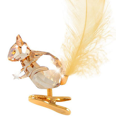 SWAROVSKI 松鼠造型立體水晶雕塑掛飾-金色