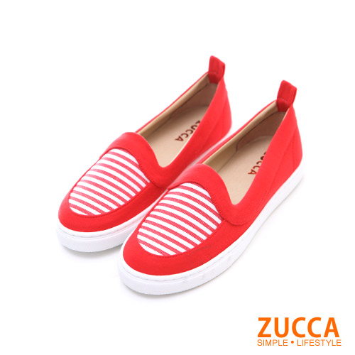 ZUCCA【Z5801RD】海軍風格條紋平底包鞋-紅色
