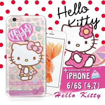 三麗鷗SANRIO授權正版 Hello Kitty凱蒂貓 iPhone 6/6s i6s 4.7吋 透明軟式保護套 手機殼(豹紋)