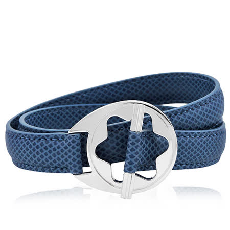 MONT BLANC 萬寶龍 六角星純銀雙環釦手環-藍色