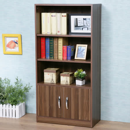 《homelike》清新森林双门三格书柜-浅胡桃色