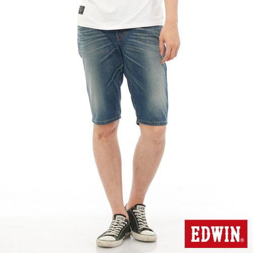 EDWIN 503NARROW基本牛仔短褲-男-中古藍