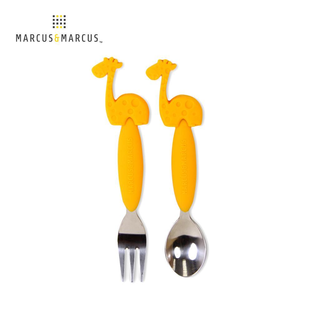 【MARCUS&MARCUS】動物樂園不鏽鋼叉匙餐具組-長頸鹿