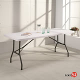 LOGIS 邏爵-多用途183*76塑鋼長桌防水輕巧塑鋼折合桌/會議桌/露營桌