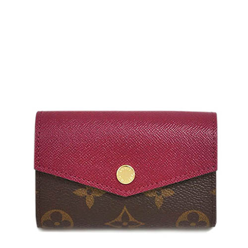 Louis Vuitton LV M61273 Sarah Multicartes 經典花紋皮革拼接零錢包.紫紅_預購