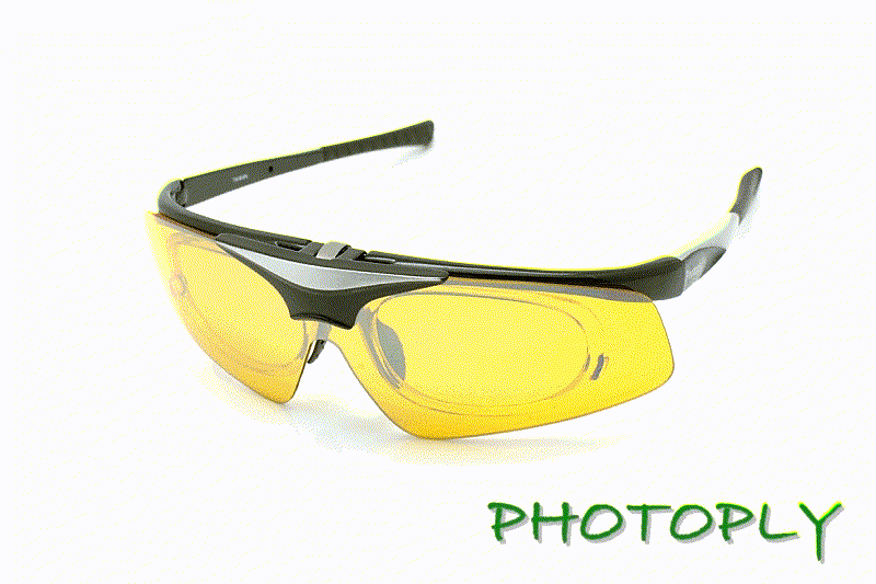 PHOTOPLY可掀可換式大聯盟運動太陽眼鏡(高貴黑鏡框+夜用ND2鏡片)