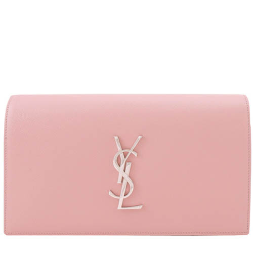 YSL 簡單LOGO立體翻蓋手拿包(粉紅)