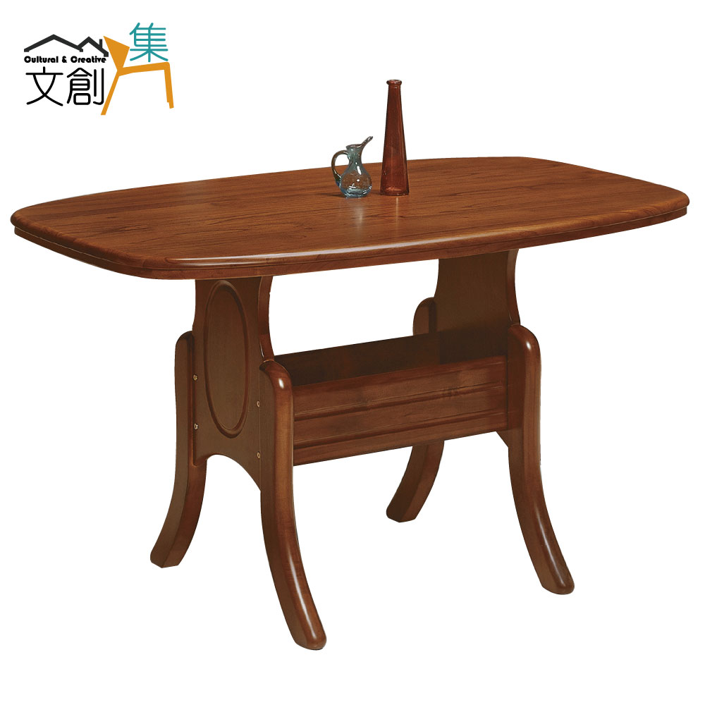 【文創集】巴爾摩 柚木色 4.2尺實木餐桌