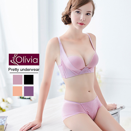【Olivia】3D無鋼圈集中無痕珠光杯內衣褲套組(粉色)-C杯